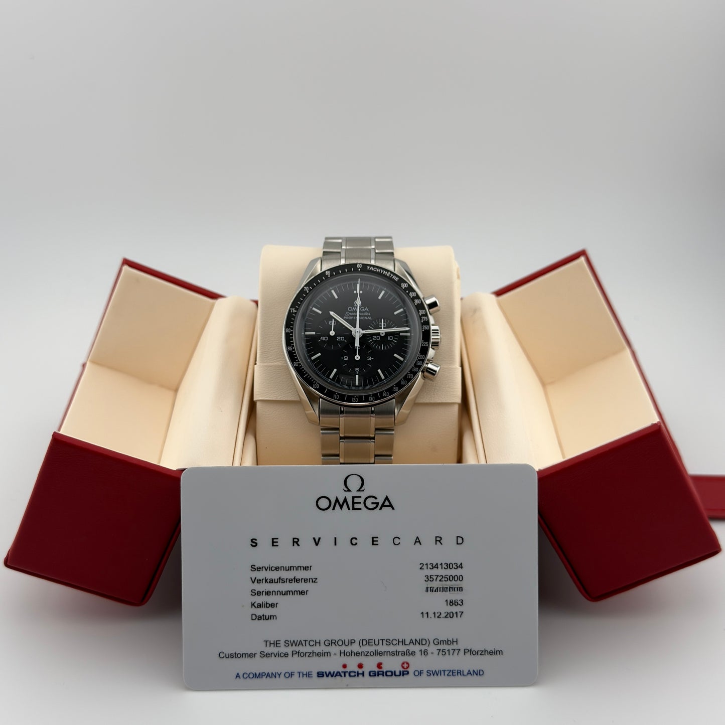 Omega Speedmaster Professional Moonwatch / 3572.50.00 / schwarz / Edelstahl / Full Set / Service 2017