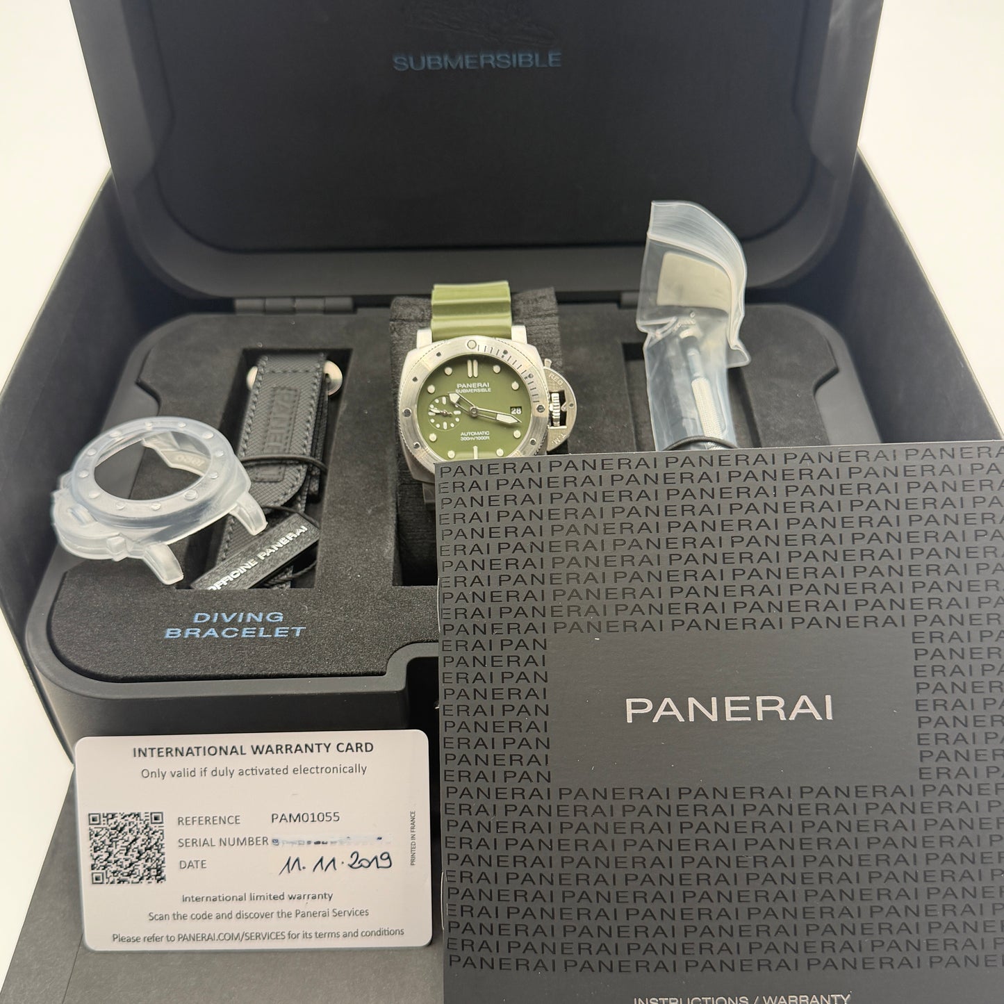 Panerai Submersible Verde Militare Limited / PAM01055 / Grün / Edelstahl / Full Set / 2019