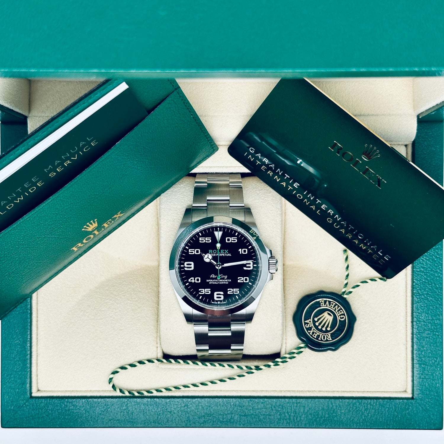 Rolex Air King / 126900 / schwarz / Oyster / 2023 / Full Set