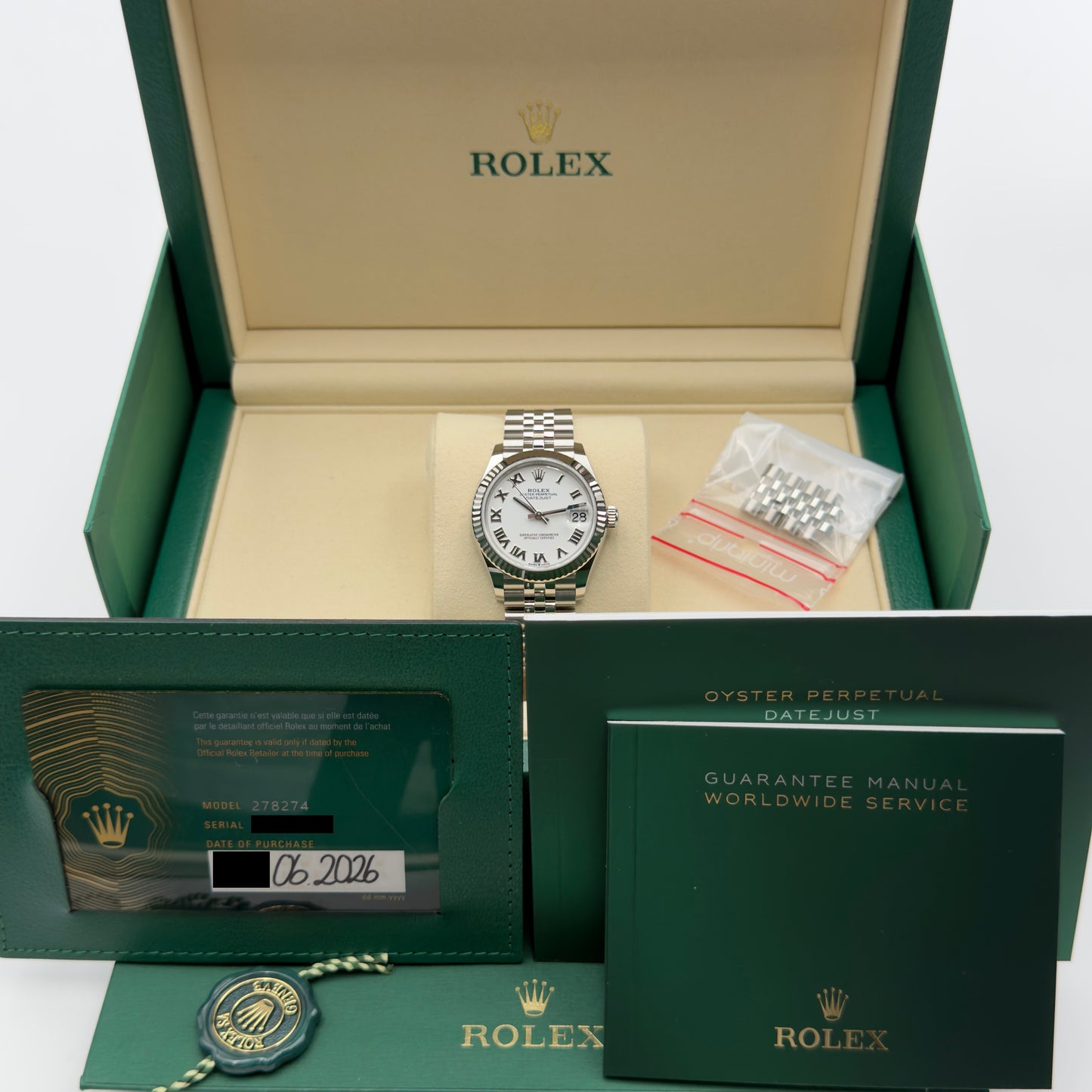 Rolex Datejust 31 / 278274 / Weiß / Jubilee / Full Set / 2026