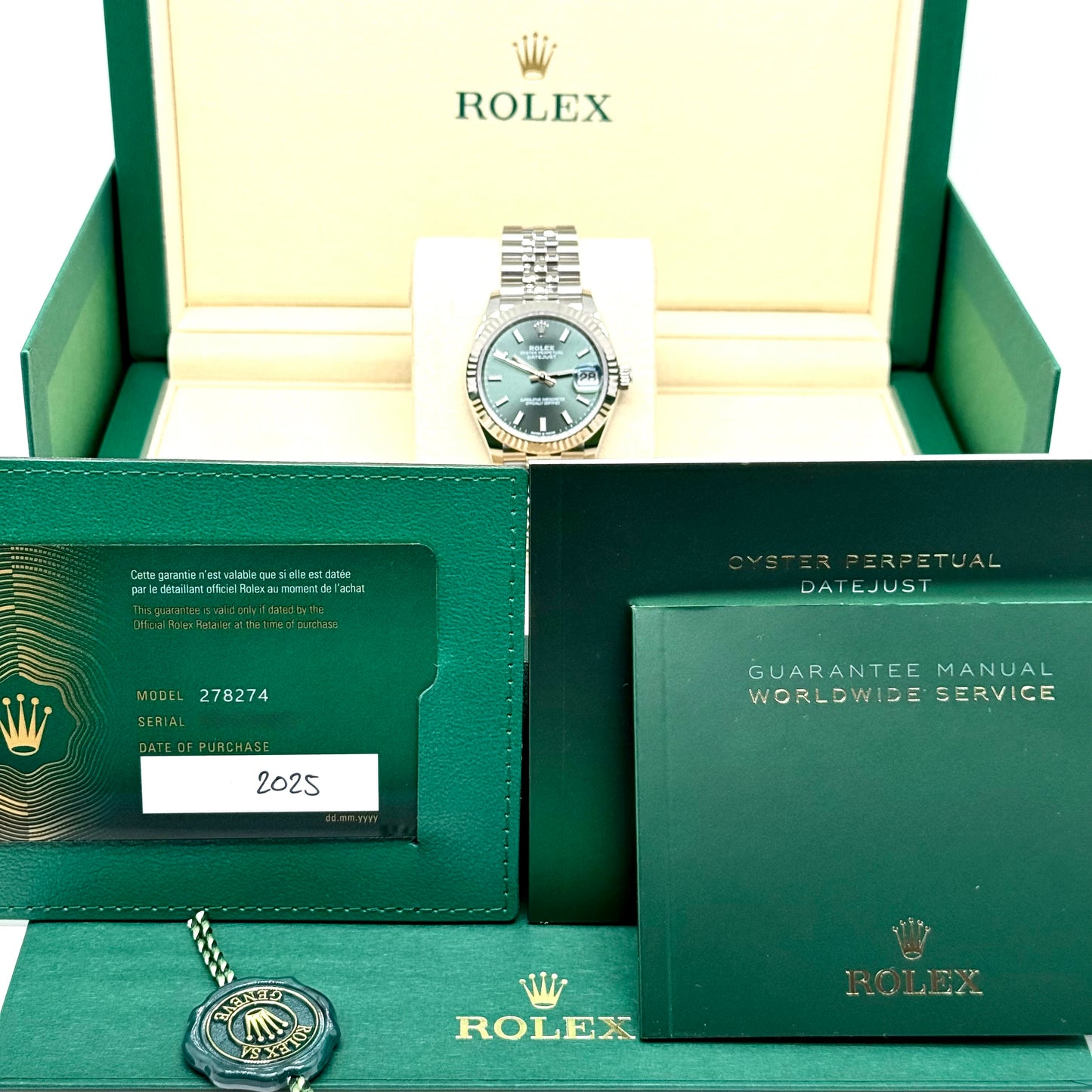 Rolex Datejust 31 / 278274 / mintgrün / Jubilee / Full Set / 2025