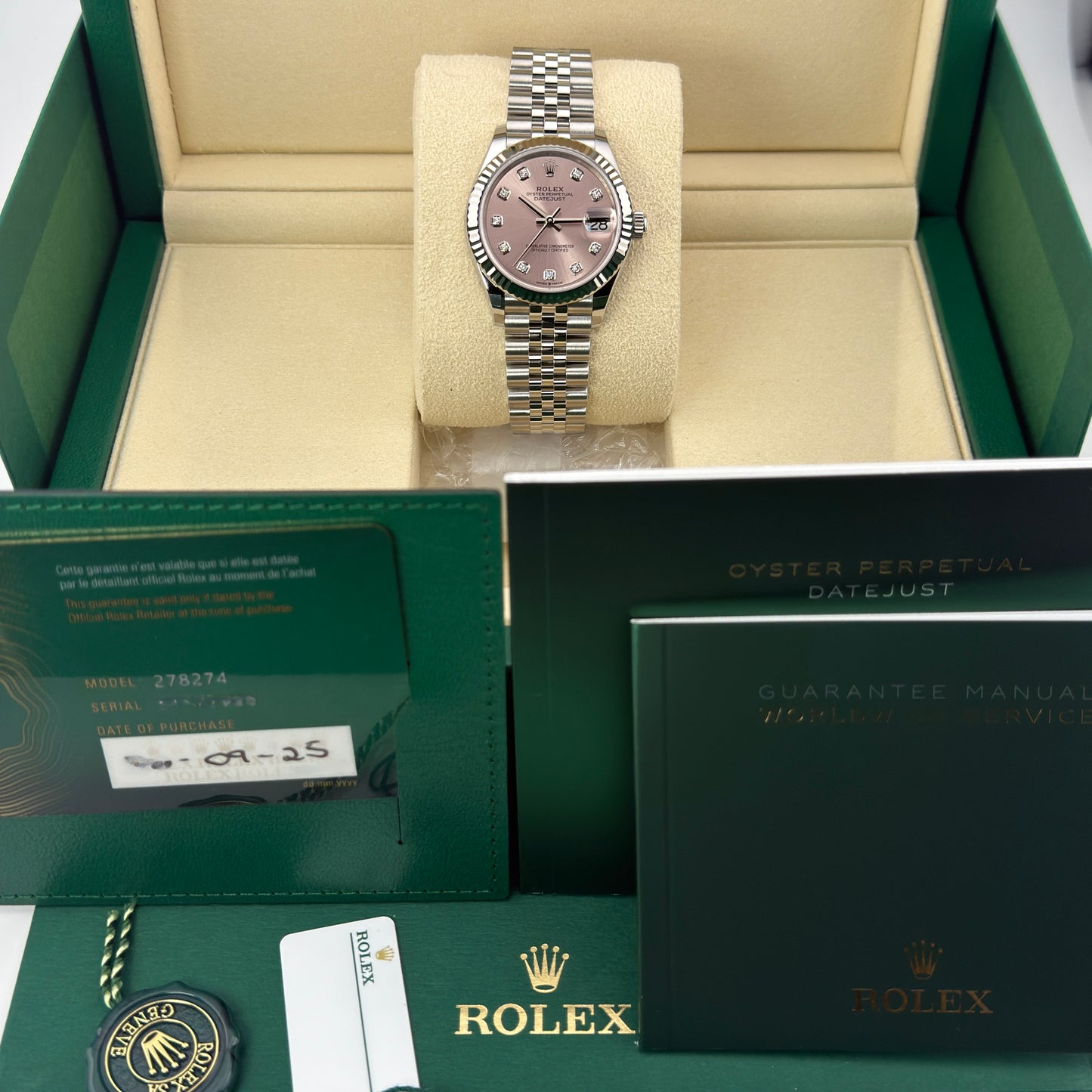 Rolex Datejust 31 / 278274 / Rosa - Diamanten / Jubilee / Full Set / 2025
