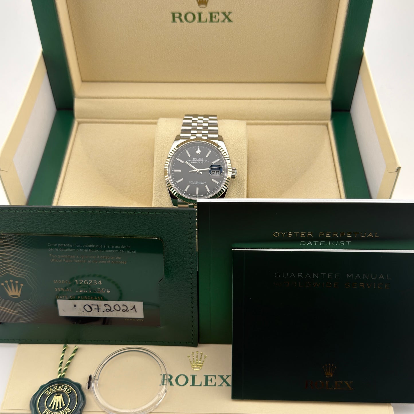 Rolex Datejust 36 / 126234 / schwarz / Jubilee / Full Set / 2021