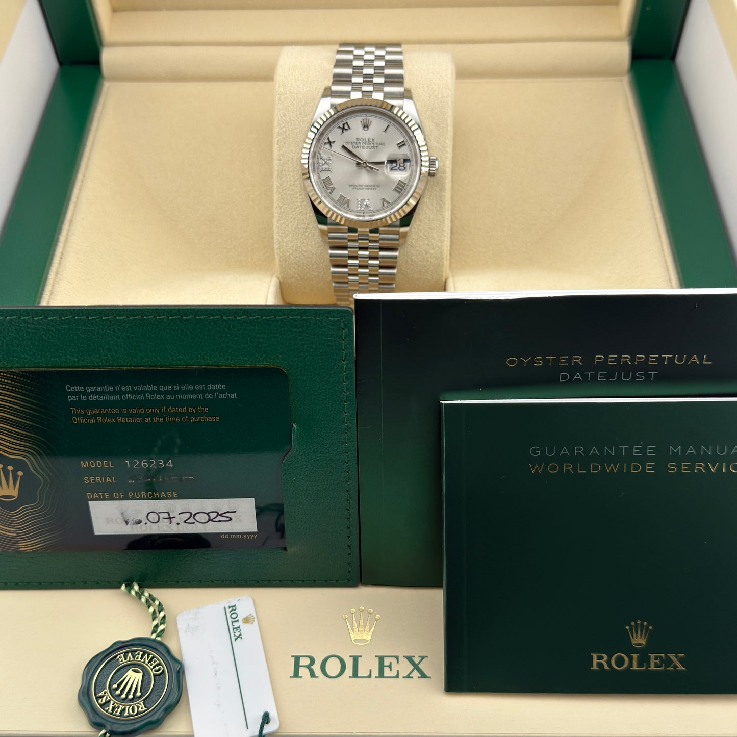 Rolex Datejust 36 / 126234 / silber - Diamanten 6/9 / Jubilee / Full Set / 2025