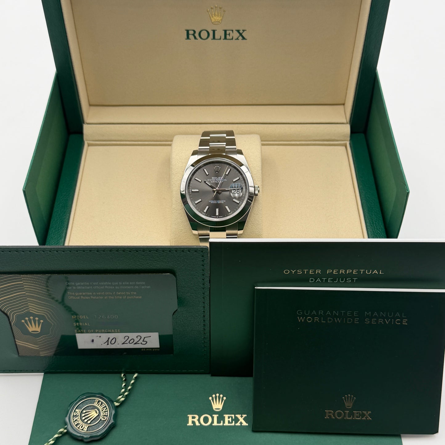 Rolex Datejust 41 / 126300 / rhodium / Oyster / Full Set / 2025