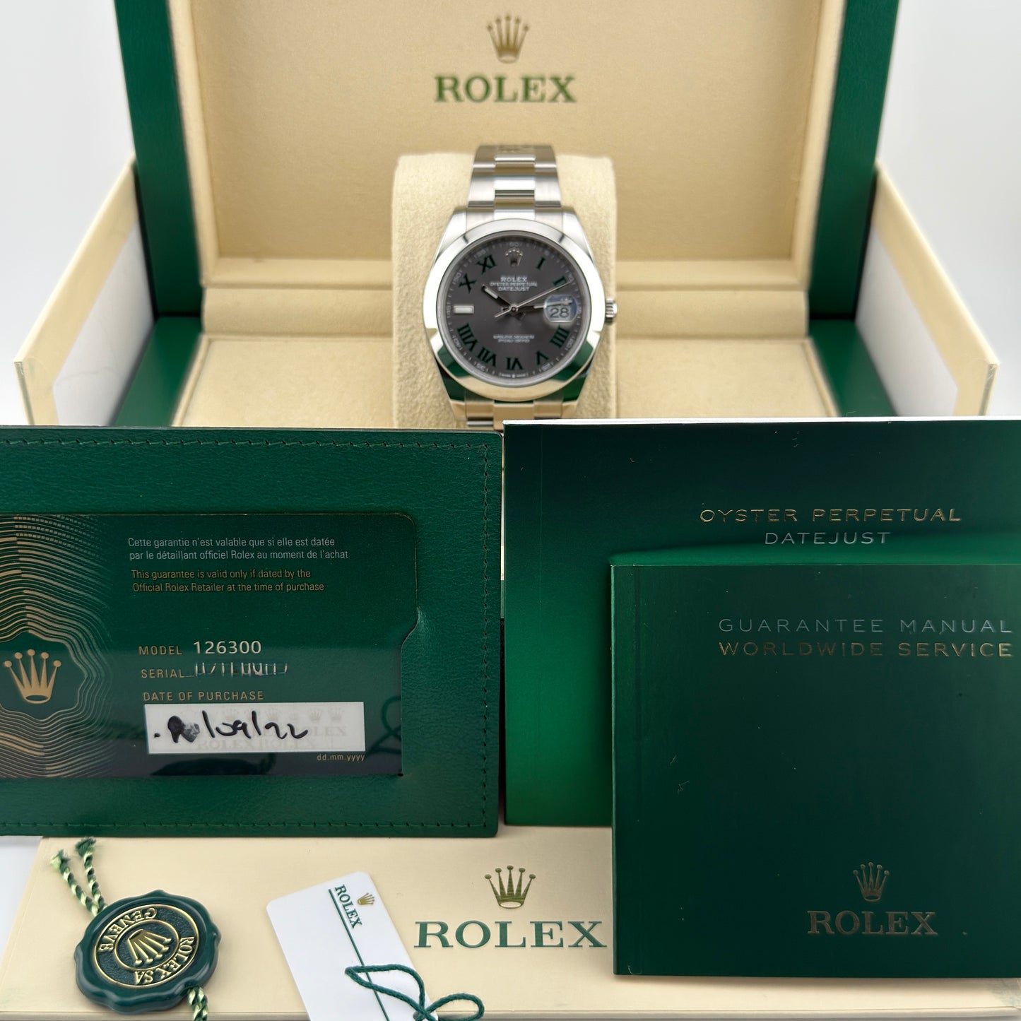 Rolex Datejust 41 / 126300 / Wimbledon / Oyster / Full Set / 2022