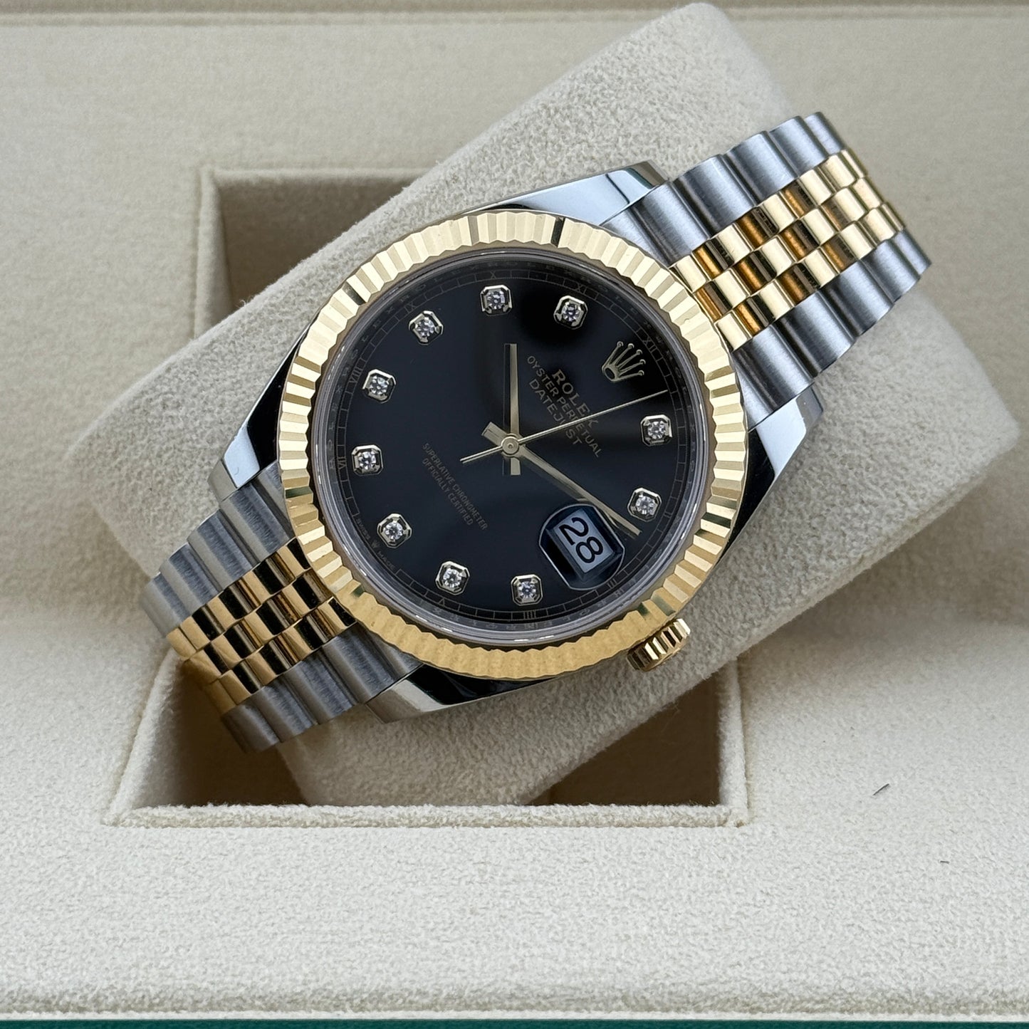 Rolex Datejust 41 / 126333 / schwarz - Diamanten / Jubilee / Full Set / 2022