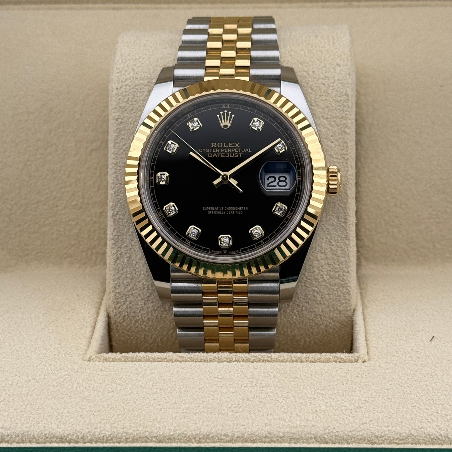 Rolex Datejust 41 / 126333 / schwarz - Diamanten / Jubilee / Full Set / 2022