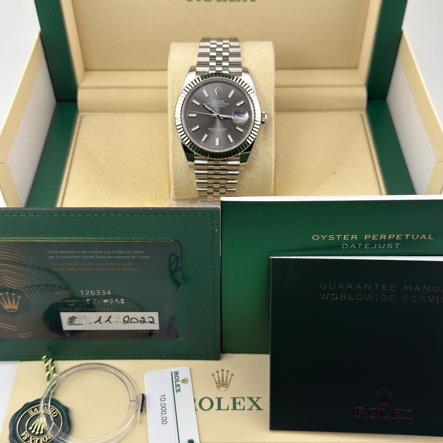 Rolex Datejust 41 / 126334 / Rhodium / Jubilee / Full Set / 2022