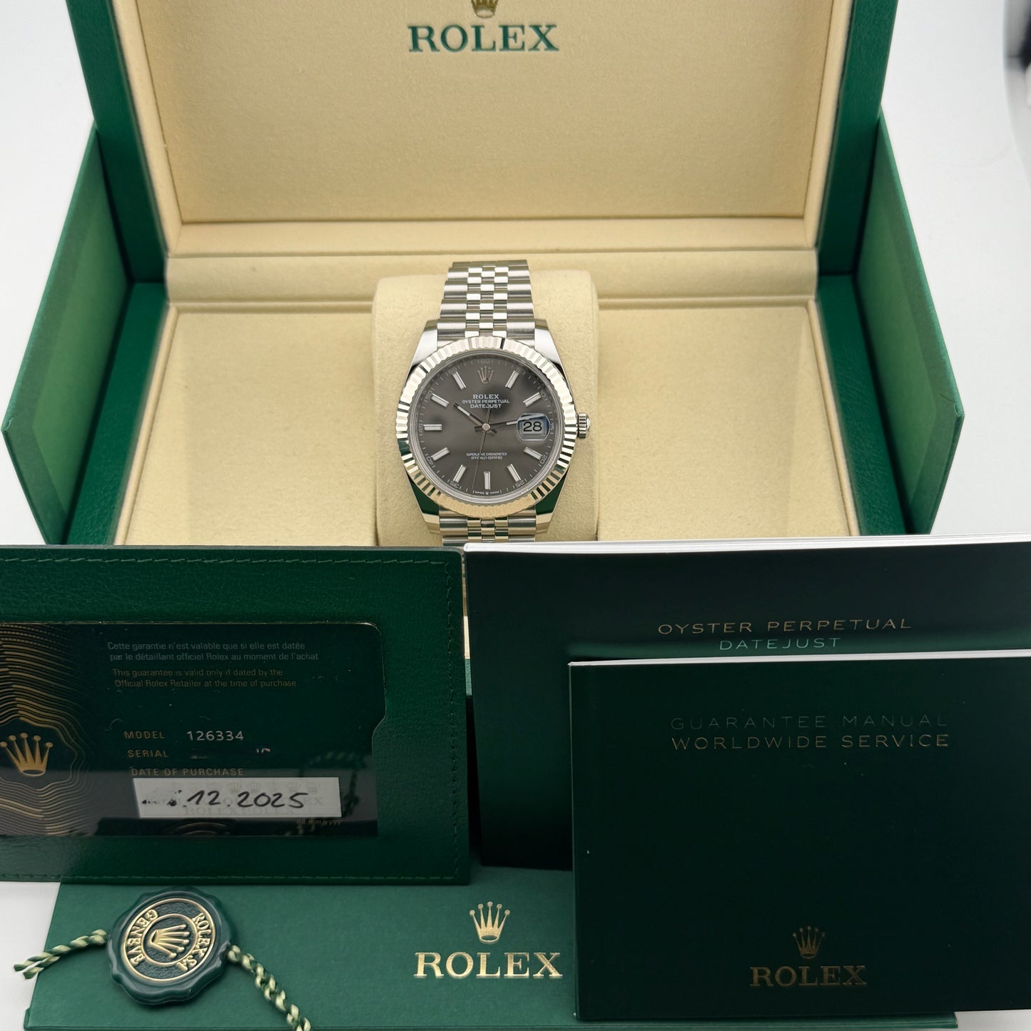 Rolex Datejust 41 / 126334 / Rhodium / Jubilee / Full Set / 2025
