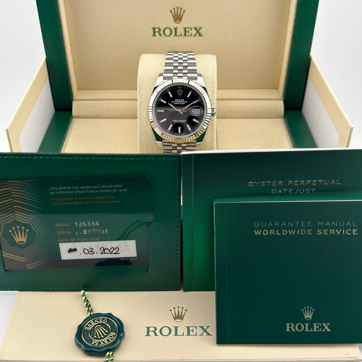 Rolex Datejust 41 / 126334 / schwarz / Jubilee / Full Set / 2022