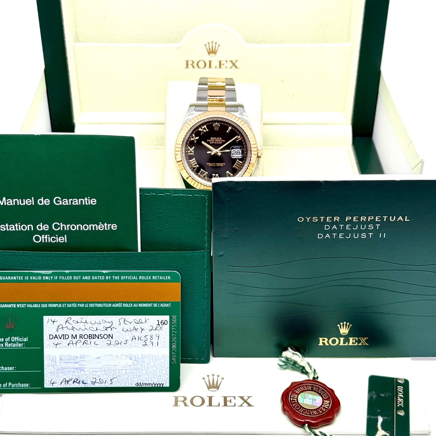 Rolex Datejust II / 116333 / schwarz / Oyster / Full Set / 2015