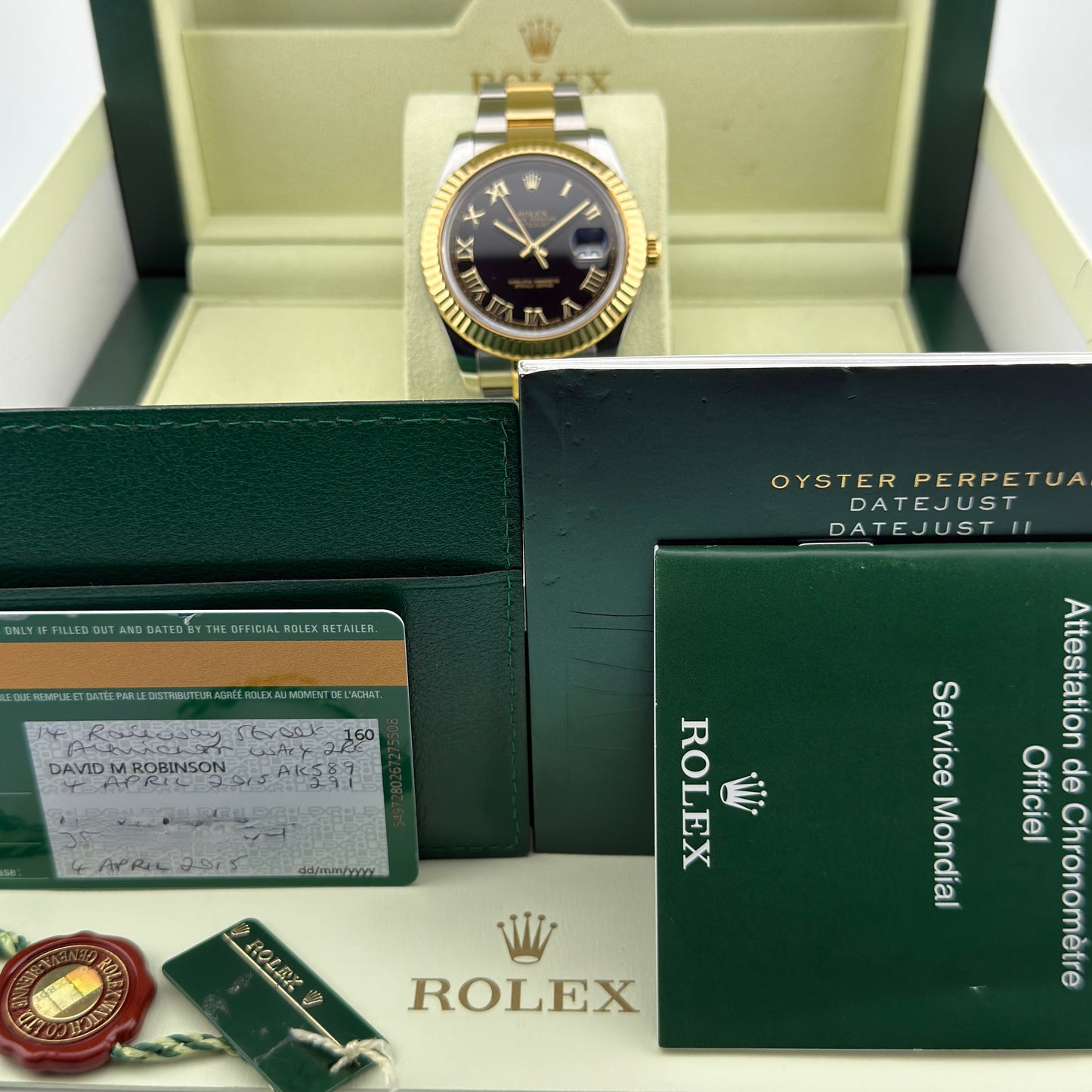 Rolex Datejust II / 116333 / schwarz / Oyster / Full Set / 2015