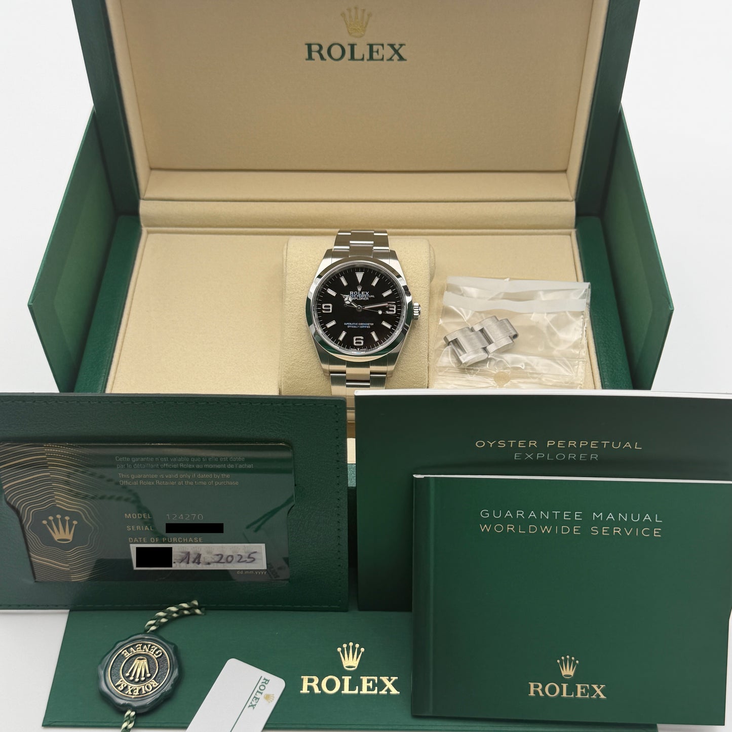 Rolex Explorer 36 / 124270 / Schwarz / Oyster / Full Set / 2025