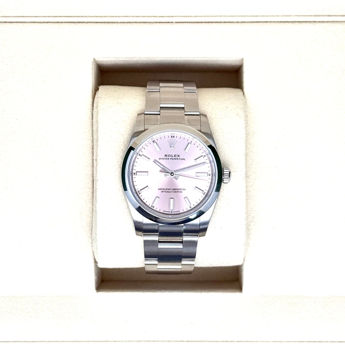Rolex Oyster Perpetual 34 / 124200 / rosa / Oyster / Full Set