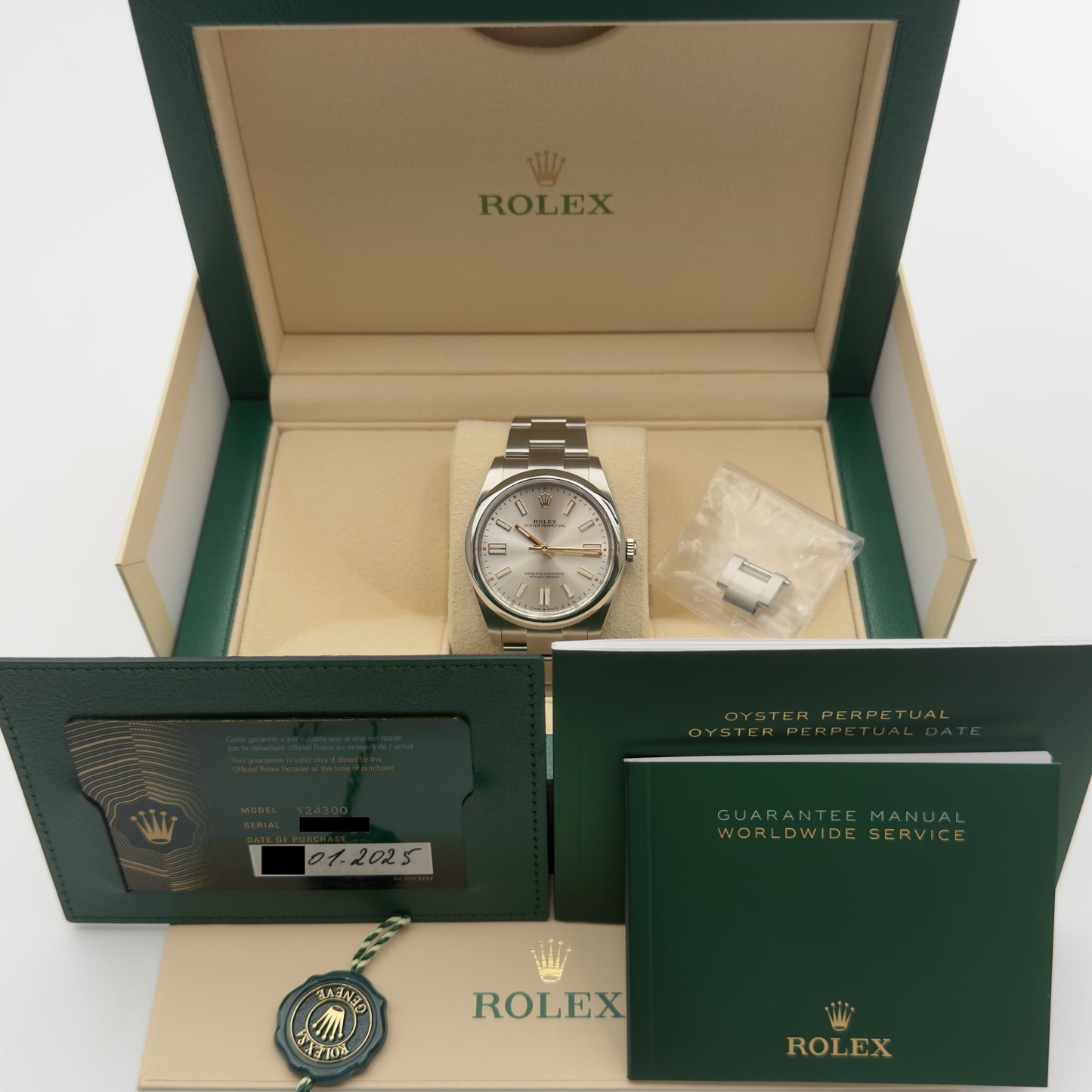 Rolex Oyster Perpetual 41 / 124300 / Silber / Oyster / Full Set / 2025