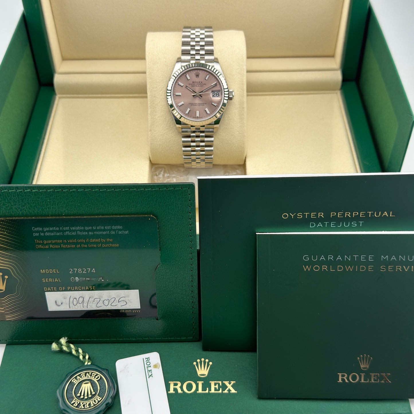 Rolex Datejust 31 / 278274 / rosa / Jubilee / Full Set / 2025