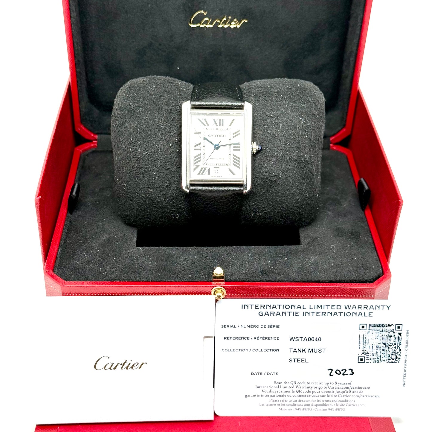 Cartier Tank Must XL / WSTA0040 / silber / Edelstahl - Leder / Full Set / 2023