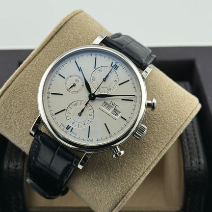 IWC Portofino Chronograph / IW391037 / silber / Leder / Full Set / 2024