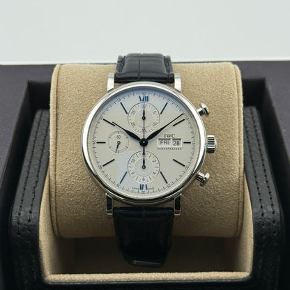 IWC Portofino Chronograph / IW391037 / silber / Leder / Full Set / 2024