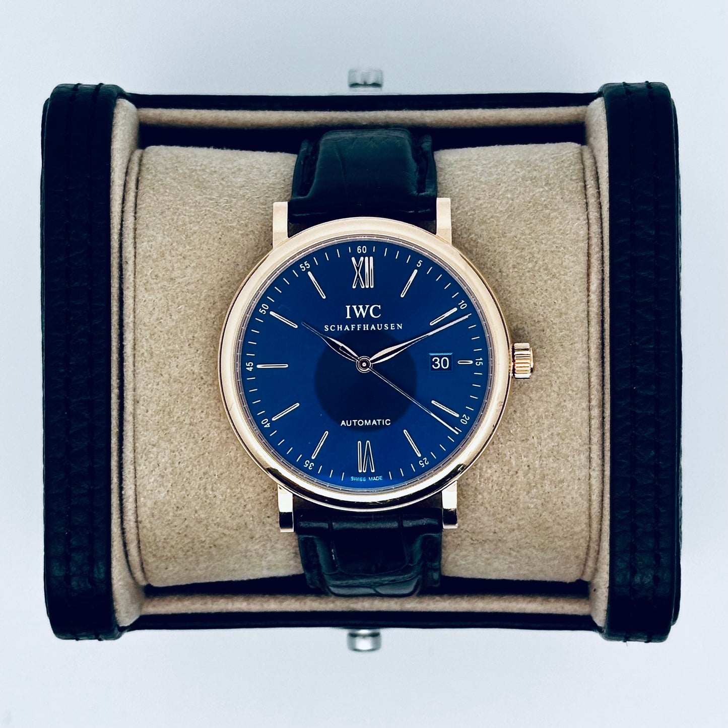 IWC Portofino / IW356522 / 18 Karat Rotgold / blau / Leder / Full Set / 2020