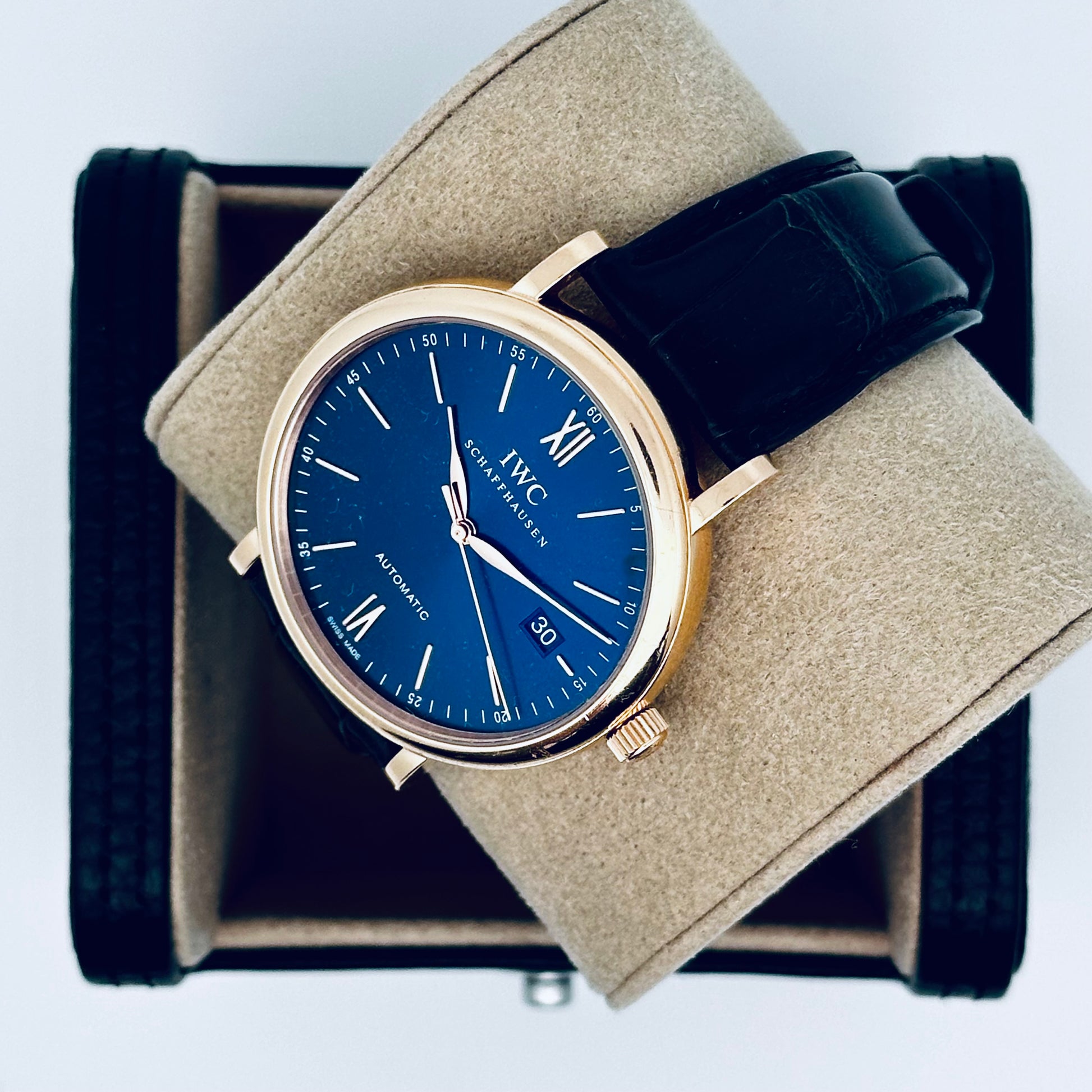 IWC Portofino / IW356522 / 18 Karat Rotgold / blau / Leder / Full Set / 2020