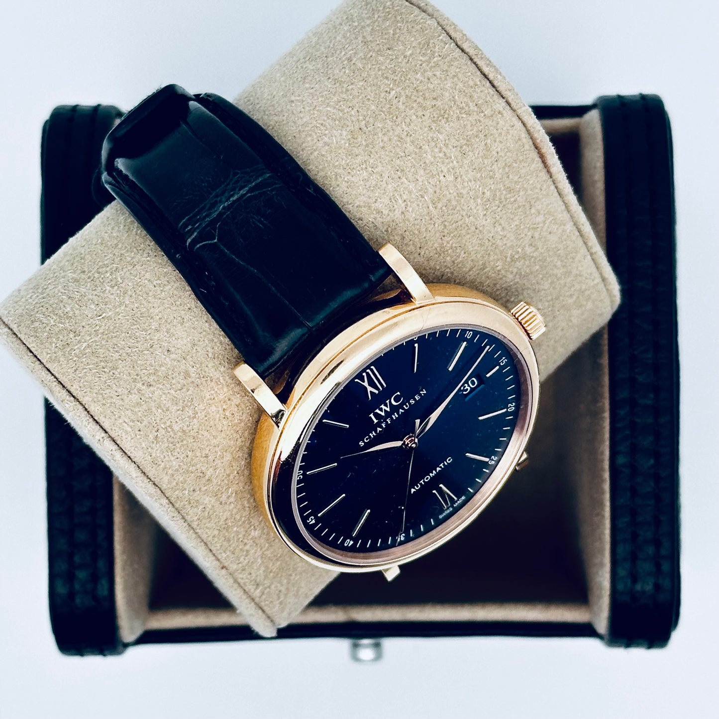 IWC Portofino / IW356522 / 18 Karat Rotgold / blau / Leder / Full Set / 2020