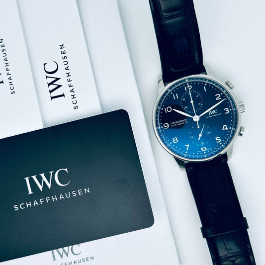 IWC Portugieser Chronograph / IW371609 / schwarz / Leder / Full Set / 2024