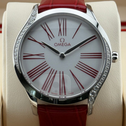 Omega De Ville Trésor / 428.18.36.60.04.002 / weiß / Edelstahl - Diamanten - Leder / Full Set / 2024