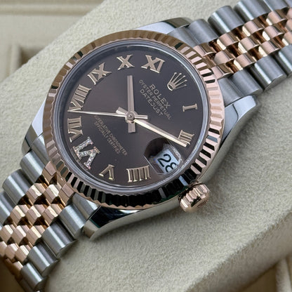 Rolex Datejust 31 / 278271 / chocolate - römisch - Diamanten / Jubilee / Full Set / 2021