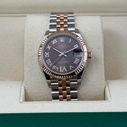 Rolex Datejust 31 / 278271 / chocolate - römisch - Diamanten / Jubilee / Full Set / 2021