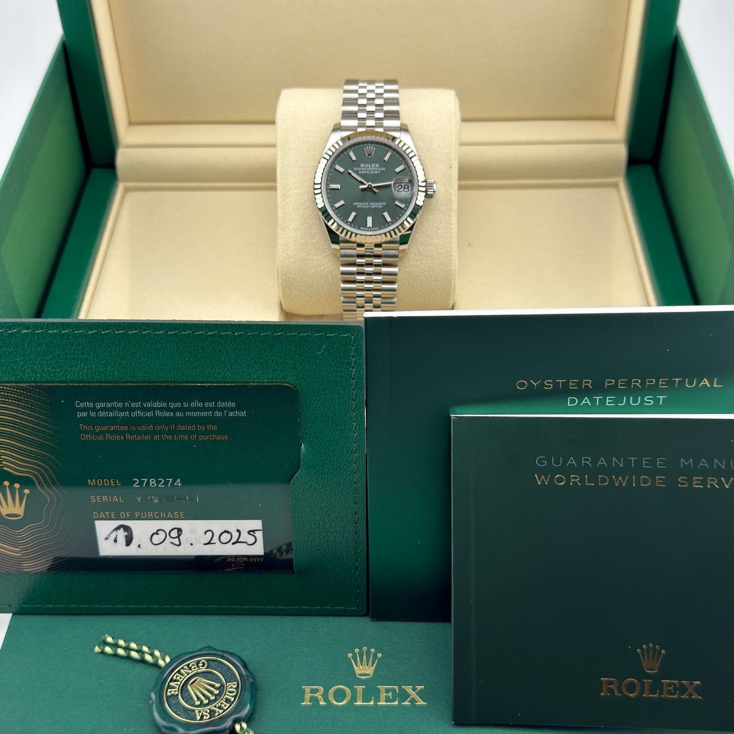 Rolex Datejust 31 / 278274 / Mintgrün / Jubilee / Full Set / 2025