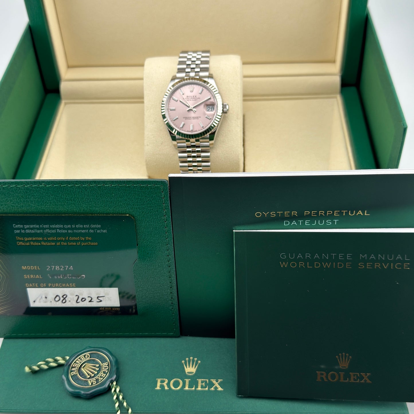 Rolex Datejust 31 / 278274 / rosa / Jubilee / Full Set / 2025