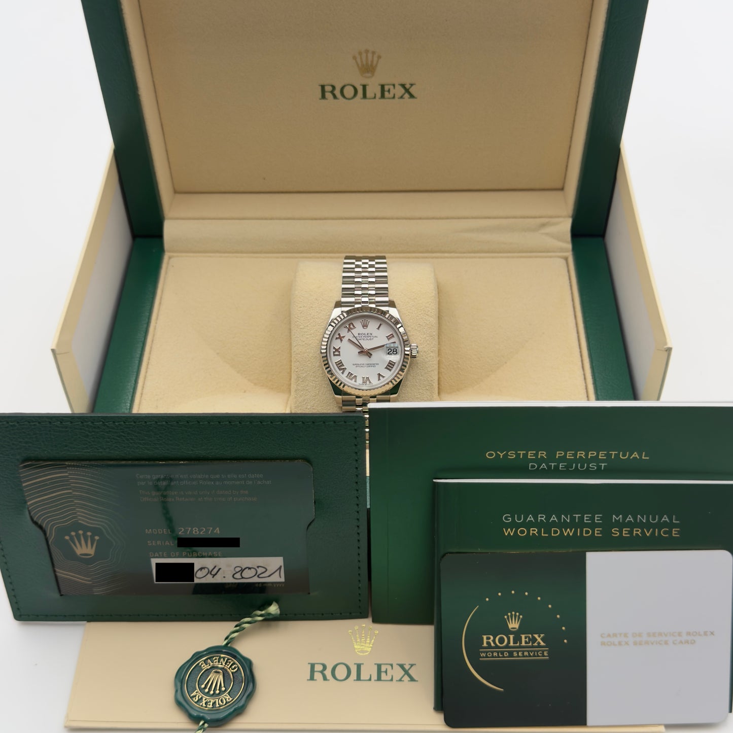 Rolex Datejust 31 / 278274 / Weiß / Jubilee / Full Set / 2021