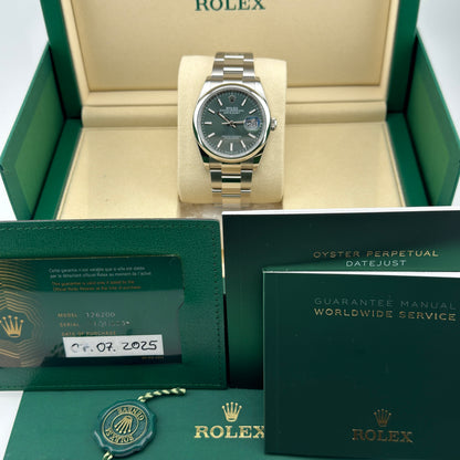 Rolex Datejust 36 / 126200 / grün / Oyster / Full Set /2025
