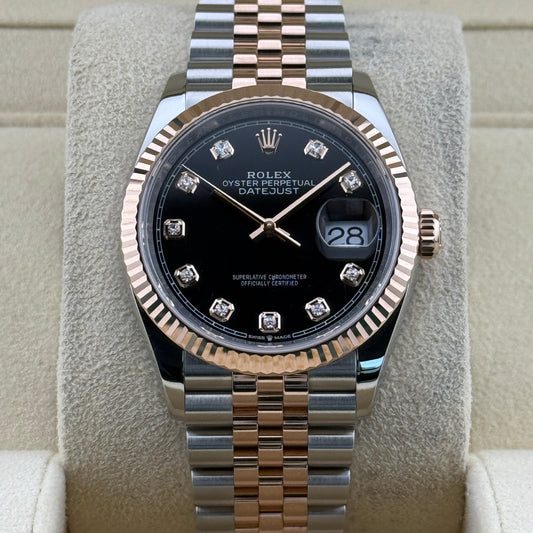 Rolex Datejust 36 / 126231 / schwarz - Diamanten / Jubilee / Full Set / 2023