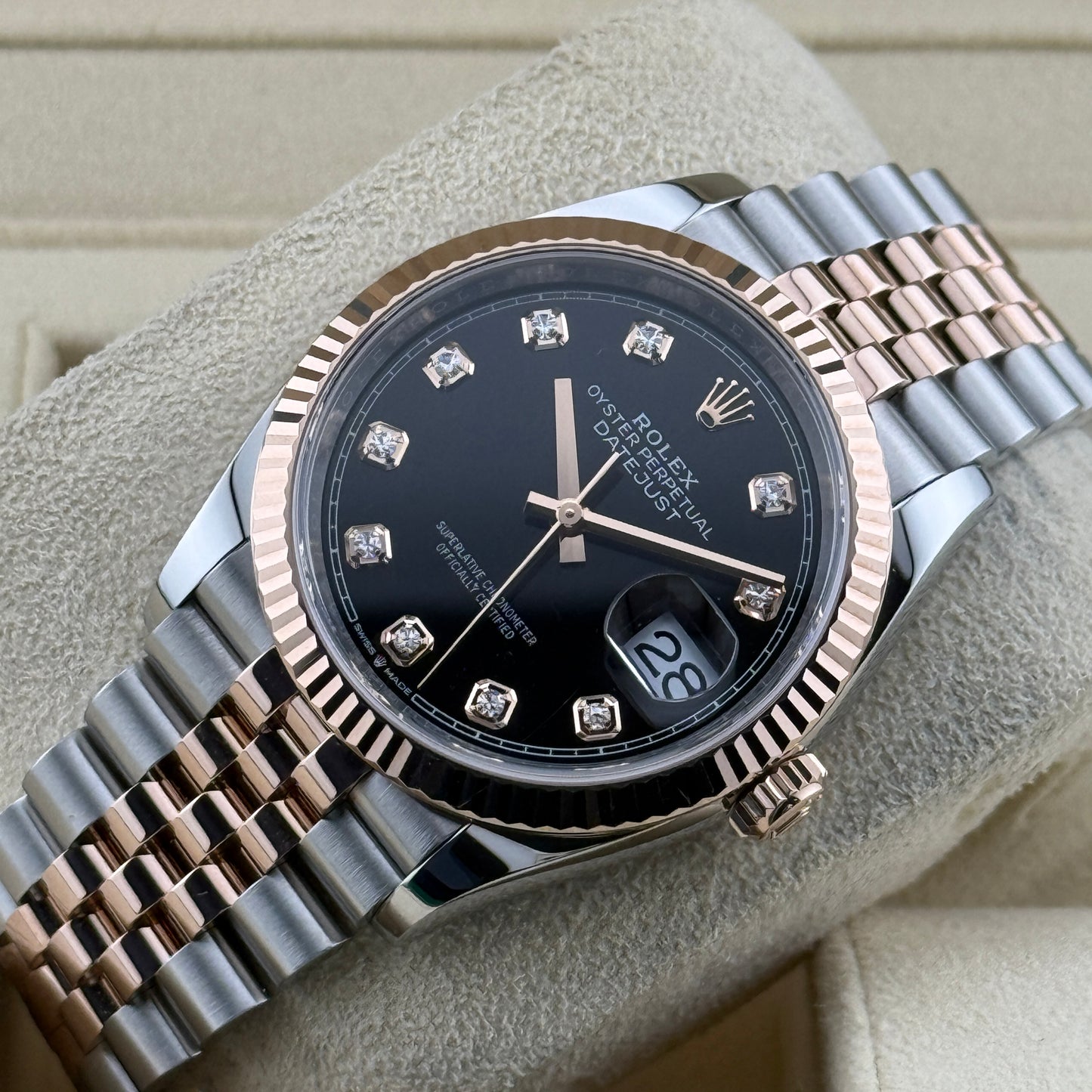 Rolex Datejust 36 / 126231 / schwarz - Diamanten / Jubilee / Full Set / 2023