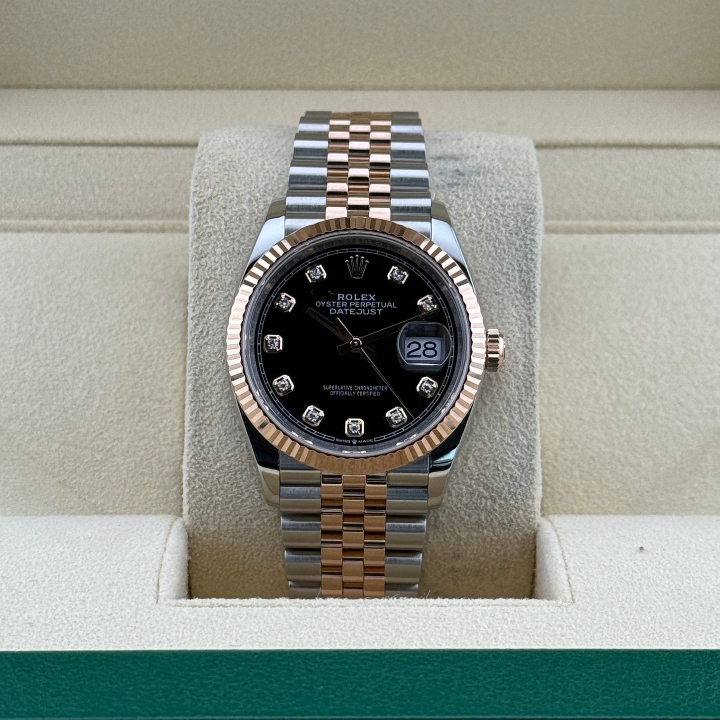 Rolex Datejust 36 / 126231 / schwarz - Diamanten / Jubilee / Full Set / 2023