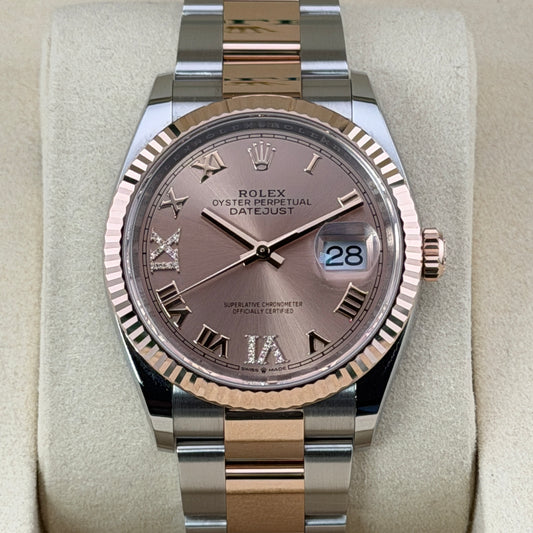 Rolex Datejust 36 / 126231 / rosa - Diamanten / Oyster / Full Set / 2025
