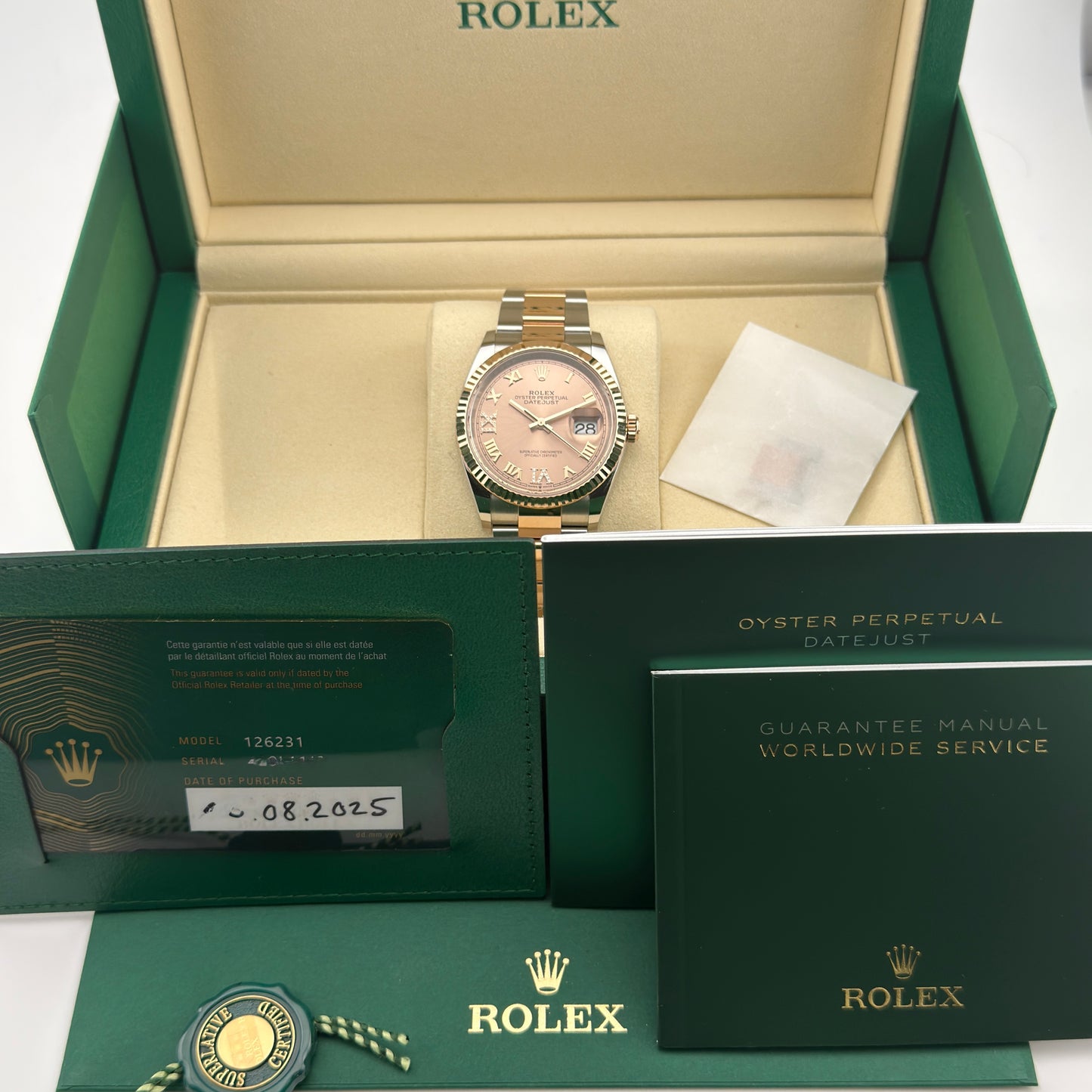 Rolex Datejust 36 / 126231 / rosa - Diamanten / Oyster / Full Set / 2025