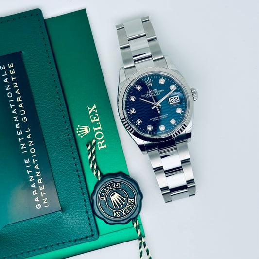 Rolex Datejust 36 / 126234 / blau Motiv / Diamanten / Oyster / Full Set