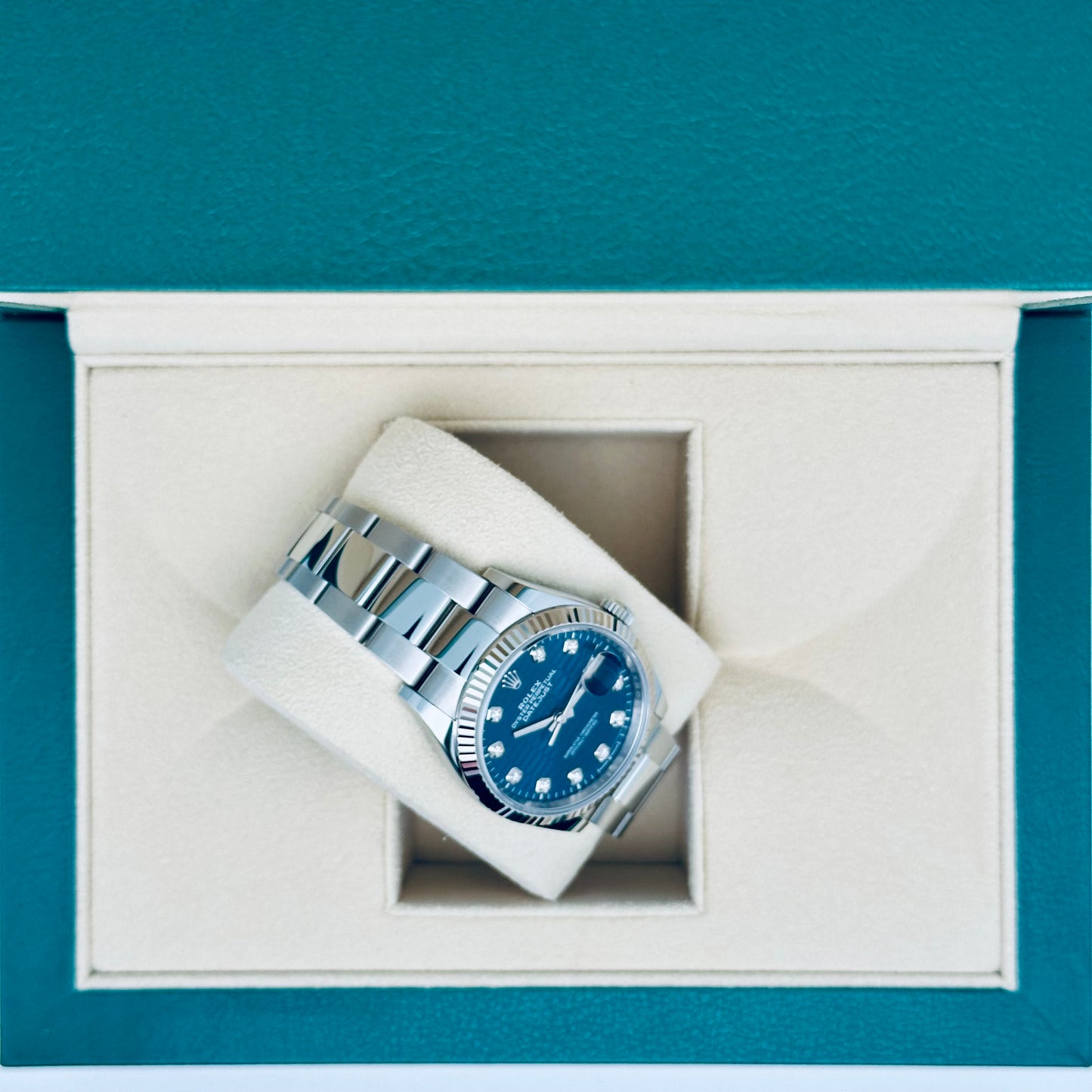 Rolex Datejust 36 / 126234 / blau Motiv / Diamanten / Oyster / Full Set