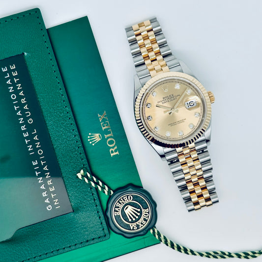 Rolex Datejust 36 / 126233 / champagner - Diamanten / Jubilee / 2023 / Full Set