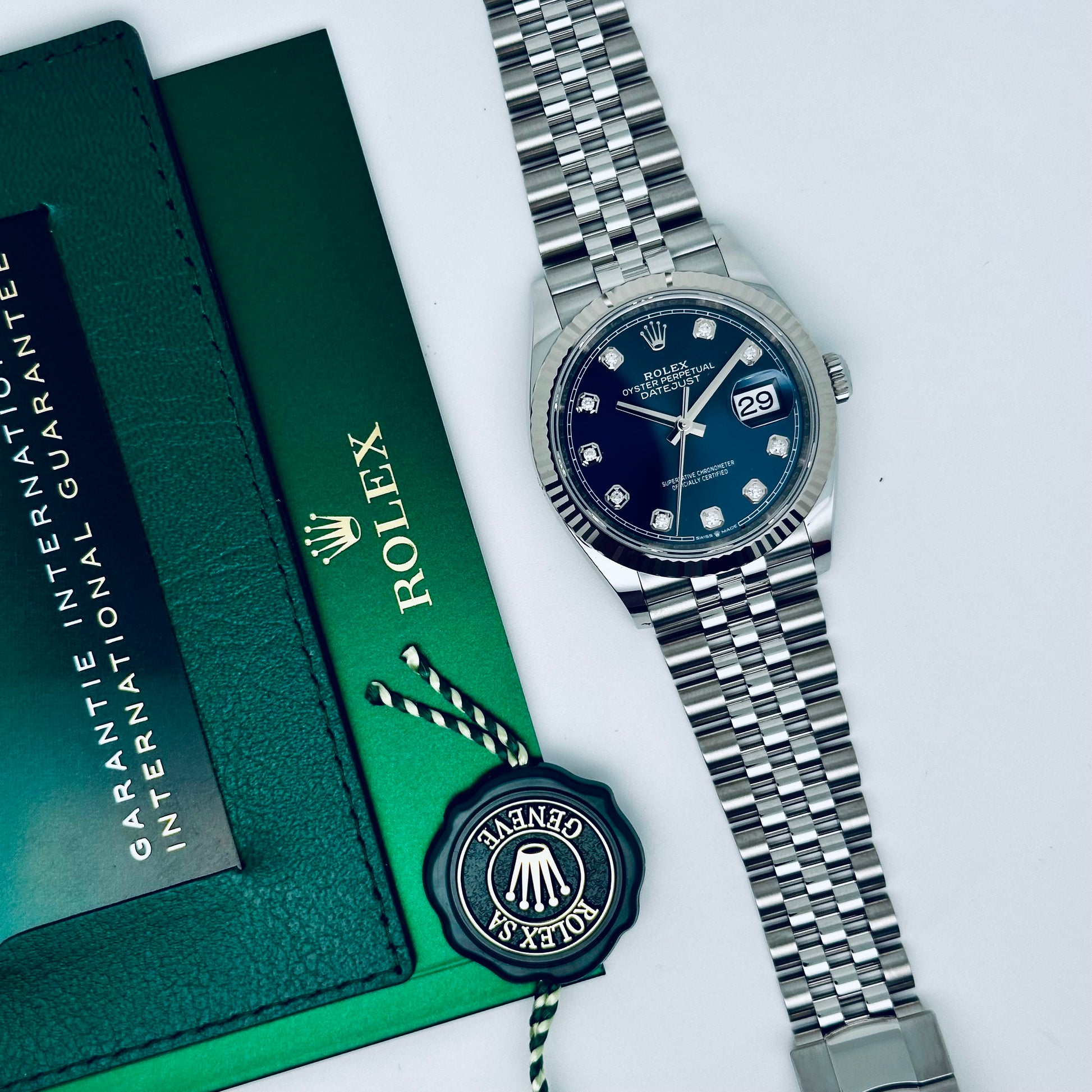 Rolex Datejust 36 / 126234 / blau / Diamanten / Jubilee / Full Set / 2024