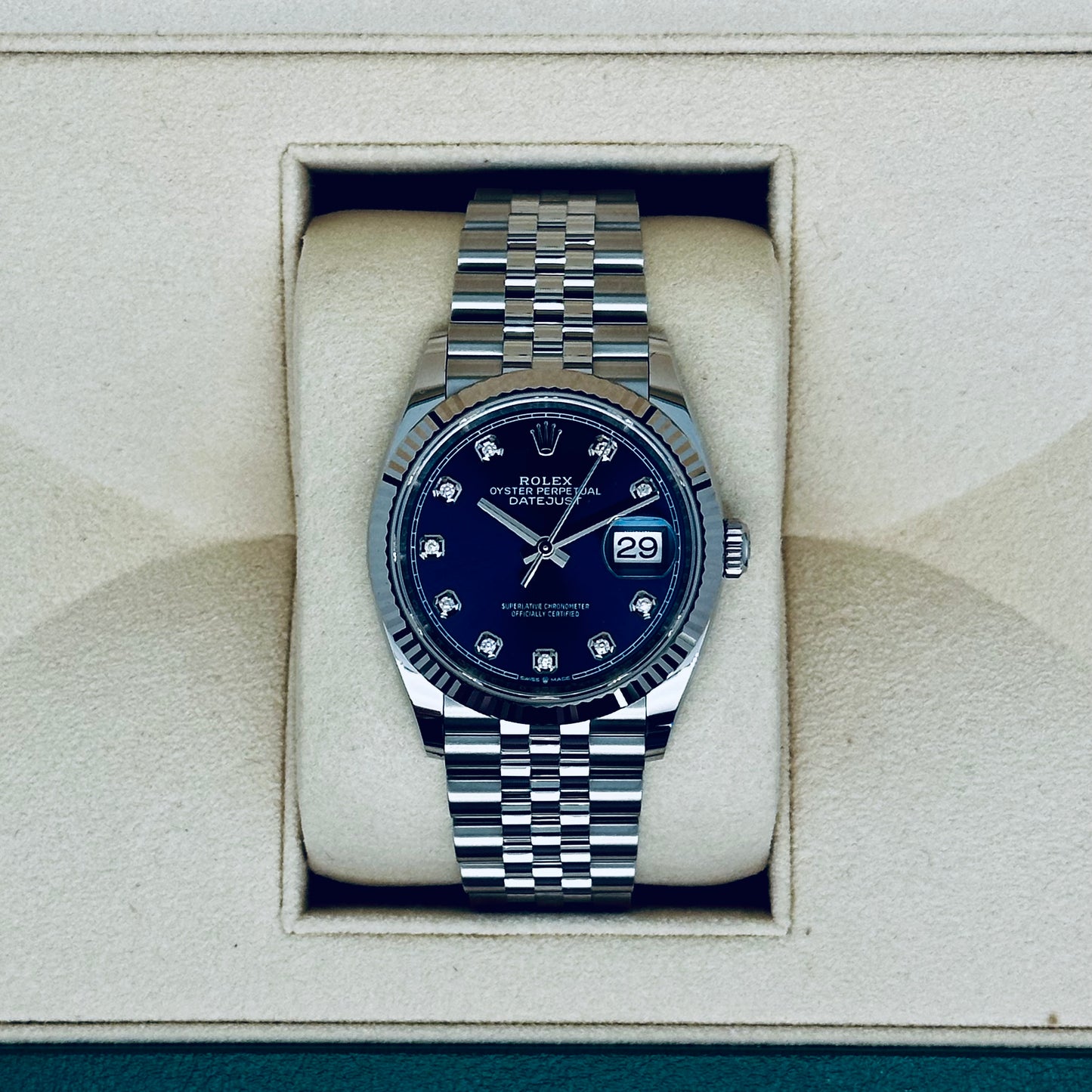 Rolex Datejust 36 / 126234 / blau / Diamanten / Jubilee / Full Set / 2024