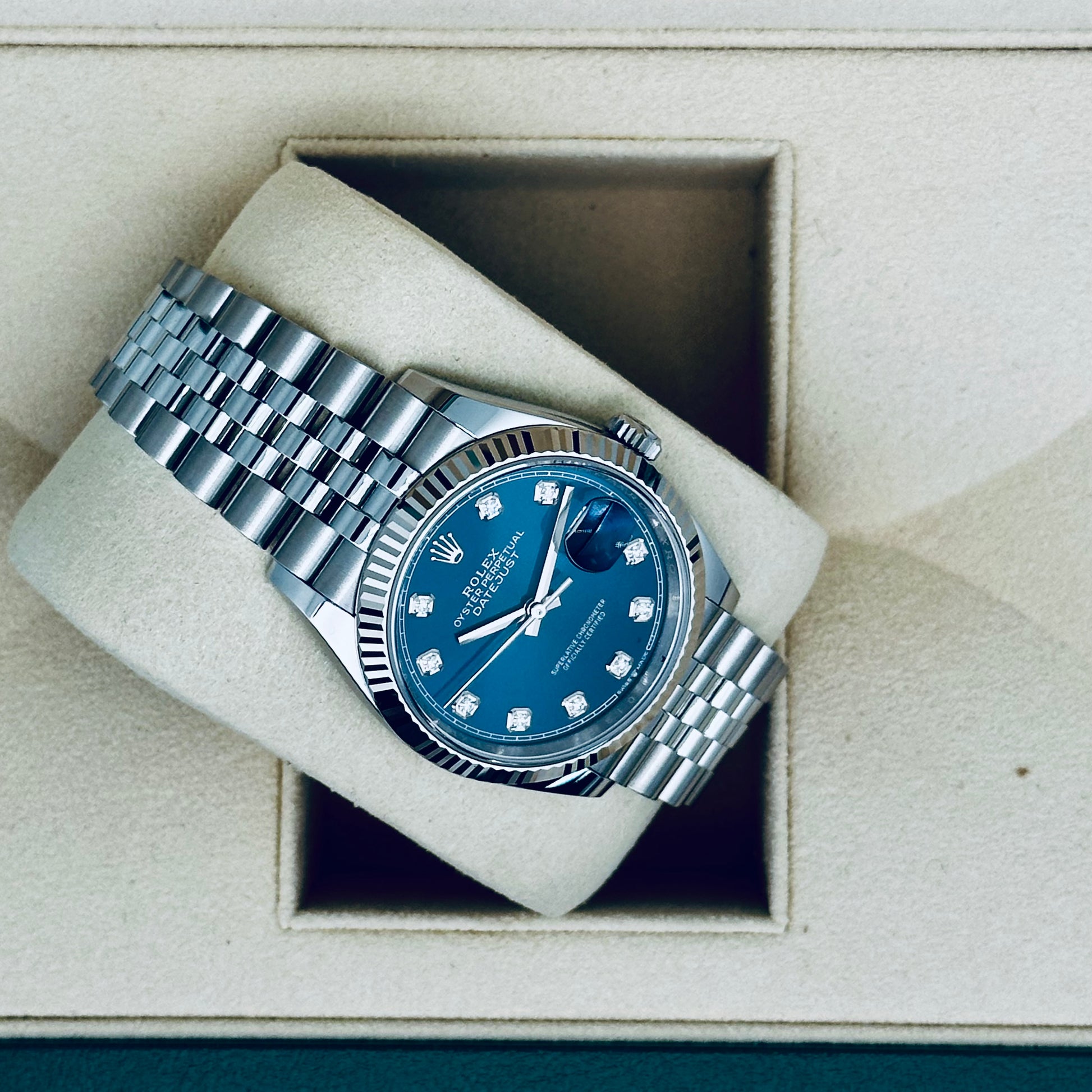 Rolex Datejust 36 / 126234 / blau / Diamanten / Jubilee / Full Set / 2024