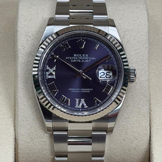 Rolex Datejust 36 / 126234 / Lila - Diamanten / Oyster / Full Set / 2026
