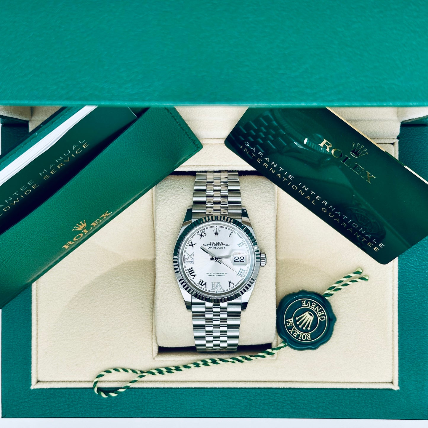 Rolex Datejust 36 / 126234 / silber / Diamanten 6/9 / Jubilee / 2023 / Full Set