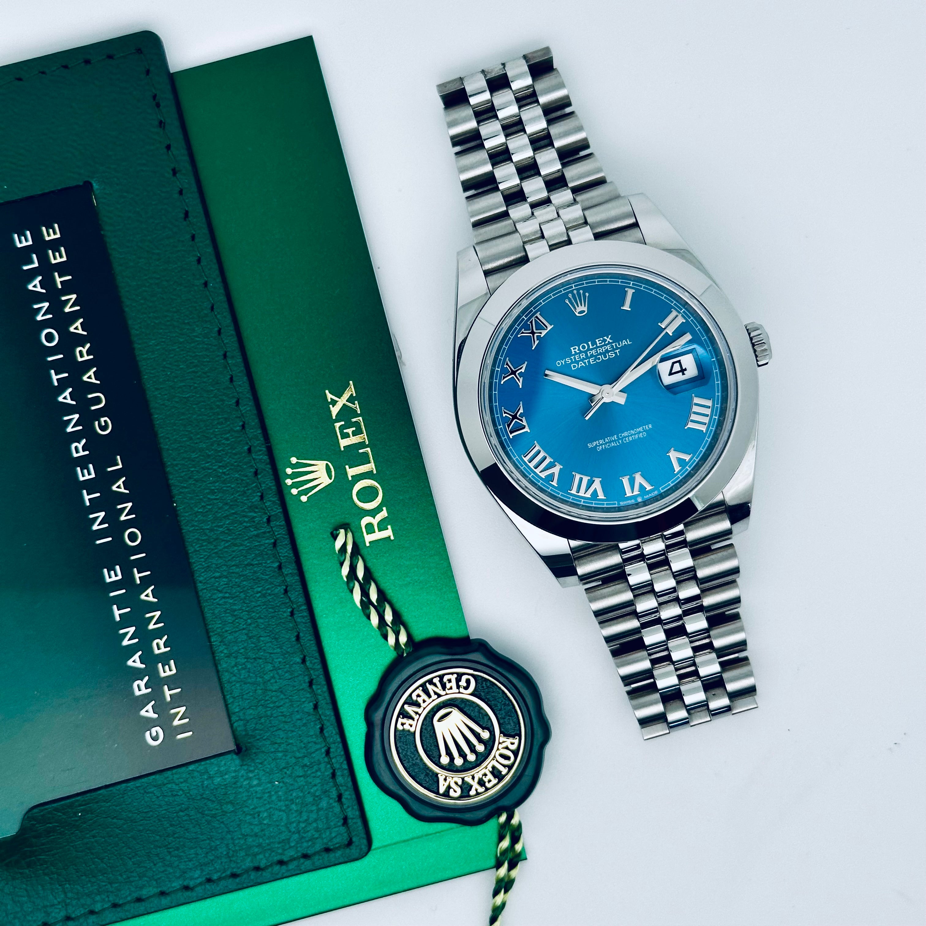 Rolex Datejust 41 / 126300 / azzurro-blau / Jubilee / Full Set / 2024