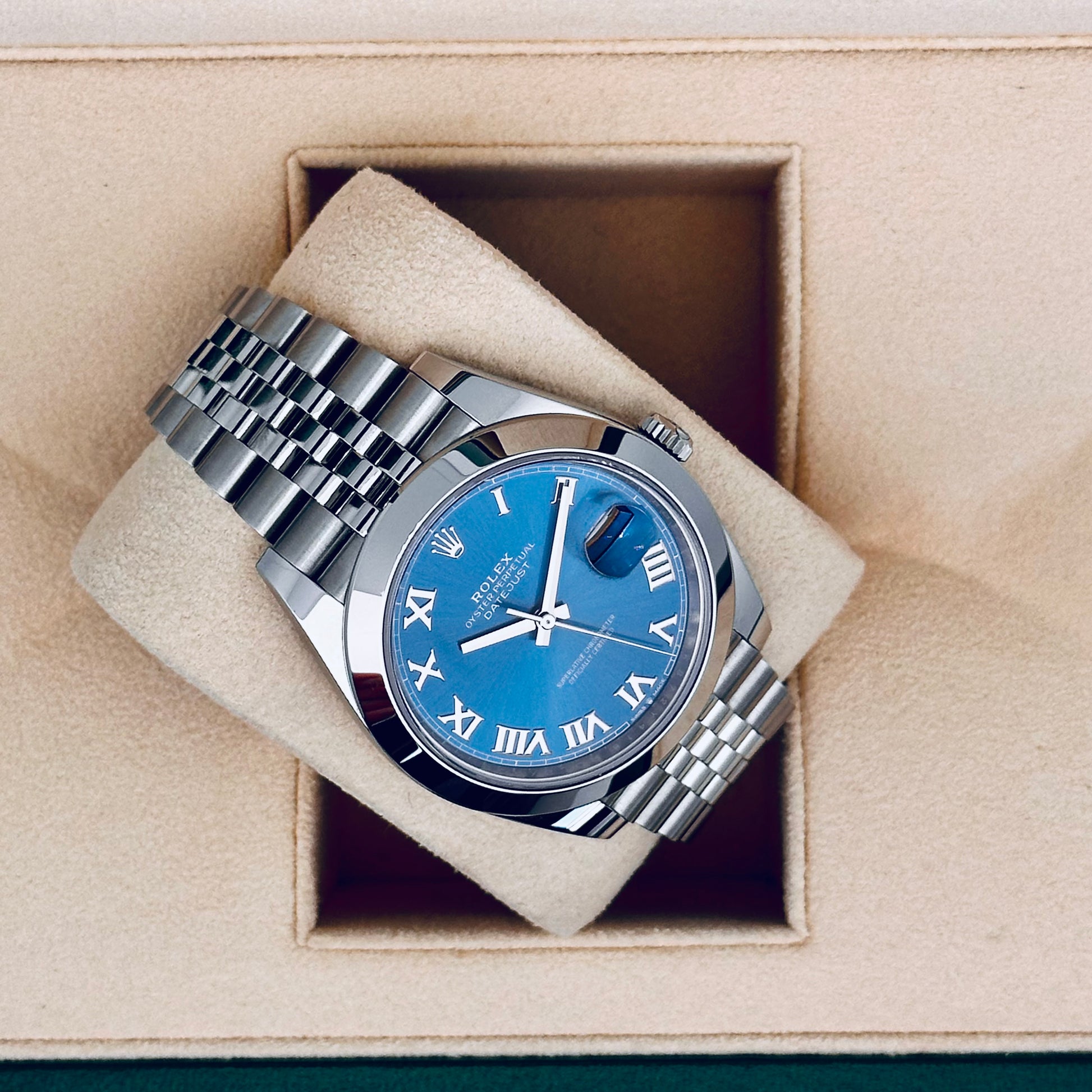 Rolex Datejust 41 / 126300 / azzurro-blau / Jubilee / Full Set / 2024